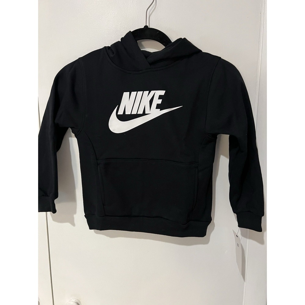 NWT Nike Hoodie Boys Size 6 Black Soft Cotton Poly Blend Hooded Sweatshirt‎